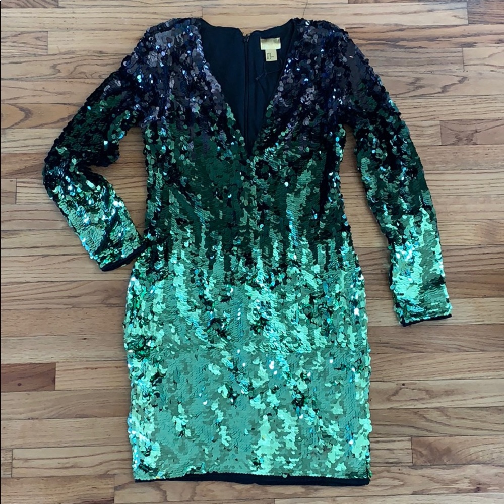 Stunning deep v stretchy sequin dress